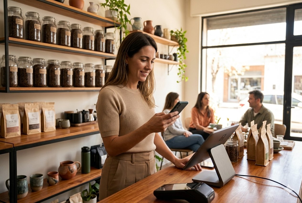 Comerciante de San Juan usando chatbot de WhatsApp con IA
